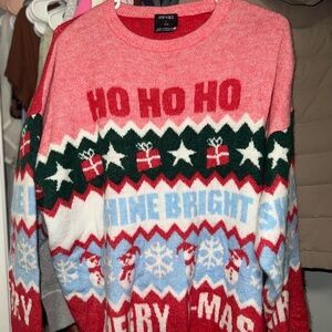 (SOLD ON ANOTHER PLATFORM) Festive Pink and White Sweater